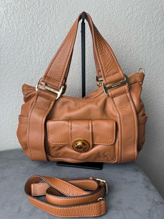 MICHAEL Michael Kors Handbags - Michael Kors Pebbled Leather Shoulder Bag Brown Crossbody Gold Hardware